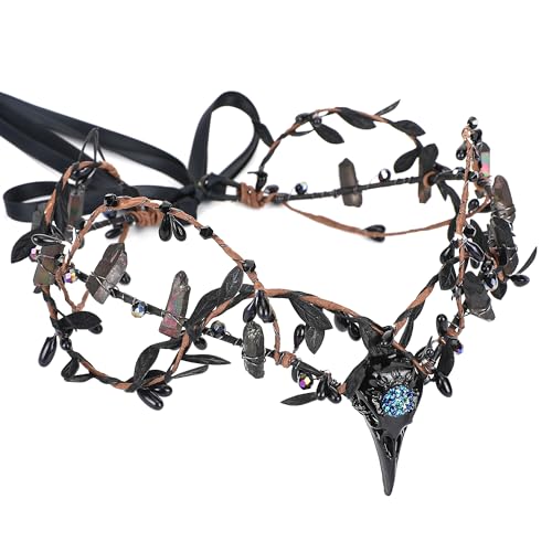 MOSTORY Gothic Raw Quartz Cirlet for Renaissance Goth Wedding Raven Headpiece for Witch Women Cosplay Halloween von MOSTORY