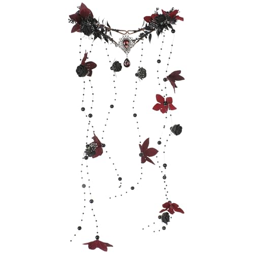 MOSTORY Schwarzer Feenblumen-Kopfschmuck, Gothic-Blumen-Kopfschmuck für Hexe, Oufit, dunkle Elfenkrone, Blumenkreis für Halloween, Zubehör, Damen, Renaissance-Feen-Kostüm, Cosplay MOSTORY Schwarzer Feenblumen-Kopfschmuck, Gothic-Blumen-Kopfschmuck für Hexe, Oufit, dunkle Elfenkrone, Blumenkreis für Halloween, Zubehör, Damen, Renaissance-Feen-Kostüm, Cosplay von MOSTORY