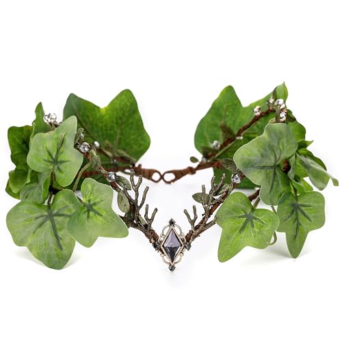 MOSTORY Waldblatt-Feenkrone - Florale Elfekrone, Waldkopfbedeckung, grünes Blatt-Stirnband für Frauen, Renaissance, Maskerade, Cosplay, Halloween, Renfaire-Zubehör, Waldhochzeit MOSTORY Waldblatt-Feenkrone - Florale Elfekrone, Waldkopfbedeckung, grünes Blatt-Stirnband für Frauen, Renaissance, Maskerade, Cosplay, Halloween, Renfaire-Zubehör, Waldhochzeit von MOSTORY