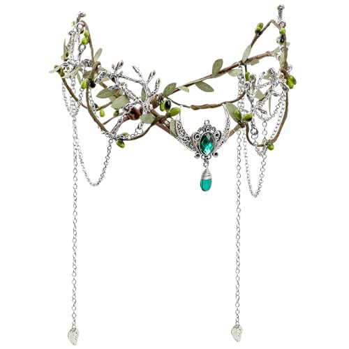 MOSTORY Woodland Fairy Kopfschmuck für Frauen - Grüne Elfenkrone mit Quaste für Mittelalter Feenkostüm Renaissance, Blumenkreis für Fairycore Cosplay Renfaire Fotoshooting Viking Aesthetic MOSTORY Woodland Fairy Kopfschmuck für Frauen - Grüne Elfenkrone mit Quaste für Mittelalter Feenkostüm Renaissance, Blumenkreis für Fairycore Cosplay Renfaire Fotoshooting Viking Aesthetic von MOSTORY