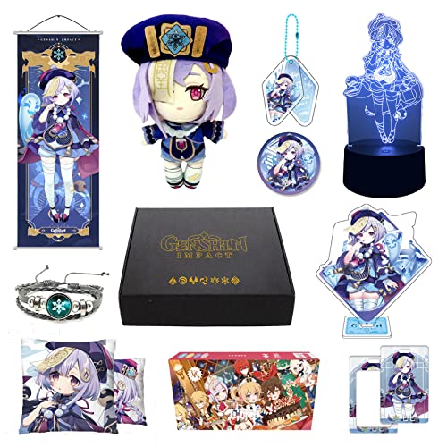 349Pcs Genshin Impact Box Qiqi Merch Set mit 12 Arten von Genshin Merch, Plüschpuppen, Poster und Nachtlicht, Geschenke Sammlerstücke für Fans (Qiqi) von MOTAO