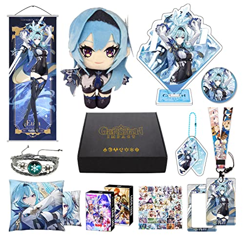 Genshin Impact Merch Box inkl. 11 Geschenk, Alle 5 Stars Charaktere Plush Poster Stand Figur Geschenkbox Set, Sammlung für Traveller Fans (EULA) von MOTAO