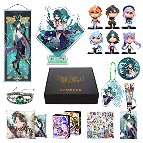 MOTAO Genshin Impact Box Merch Set inkl 11 Geschenk, Alle 5 Stars Charaktere Geschenkbox Set Geschenk Sammlung für Traveller Fans (Xiao) von MOTAO