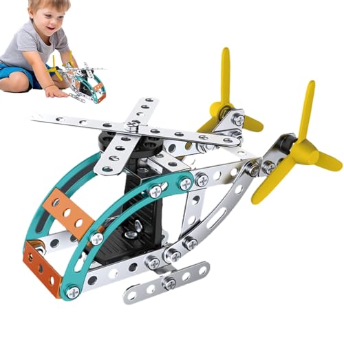 MOTHAF Hubschraubermodellbausatz,Hubschraubermodell | 3D-Metallhubschrauber DIY-Montagespielzeug - Puzzle-Spielzeug für Kinder, pädagogisches, mechanisches Ornament-Hubschrauber-Modellspielzeug von MOTHAF