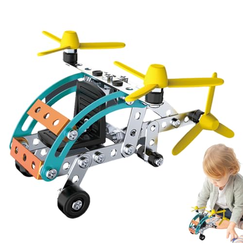 MOTHAF -Hubschrauber, Hubschrauber-Modellbausatz,3D-Metallhubschrauber DIY-Montagespielzeug - Puzzle-Spielzeug für Kinder, pädagogisches, mechanisches Ornament-Hubschrauber-Modellspielzeug von MOTHAF