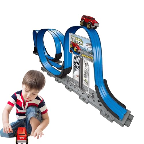 MOTHAF Rennbahn-Spielzeug,Slot-Car-Rennbahn-Sets | Magnetische Rennbahn,Flexible Magnetbahn, einfach zu montieren, reibungsbetriebenes Rennstreckenspielzeug mit 2 Autos für Kinder im Alter von 4 bis 6 von MOTHAF