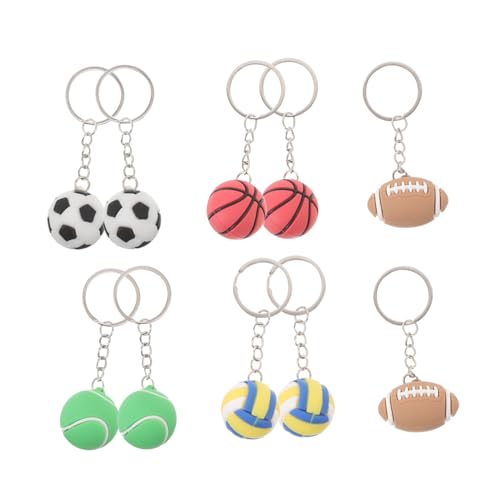 MOTHNUR 10 Stück Ballschlüsselketten -Set Partygeschenke zum Thema Sport Fußball-Schlüsselanhänger Basketball-Partybevorzugung Mini-Schlüsselanhänger Sport Schlüsselbund PVC-Weichkleber von MOTHNUR