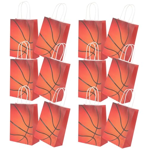 MOTHNUR 12 Stück Teiliges Basketball Party Kraftpapier Geschenktüten Süßigkeitentüten mit Sportmotiv für Geburtstagsfeiern und Mitgebsel Stabile Kraftpapier Tütchen für Snacks und Kleine von MOTHNUR