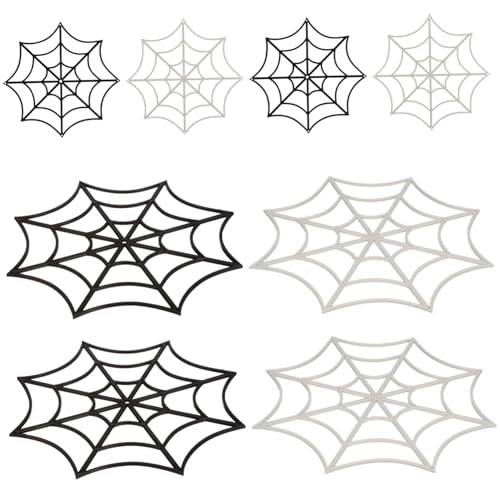 MOTHNUR 12 Stück Teiliges Halloween Spinnennetz Realistische Cobwebs Dekorationen in Schwarz und Weiß Kreative Partydeko für Garten und Innenbereich für Gruselige Halloween Atmosphäre von MOTHNUR