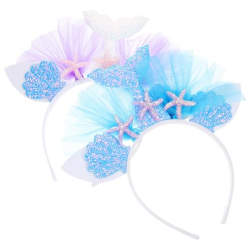 MOTHNUR 2 Stück Halloween Haarschmuck Buntes Perlen Haarband Muschel Stirnband Meerjungfrau Motiv Für Karneval Cosplay Party und Festliche Anlässe von MOTHNUR