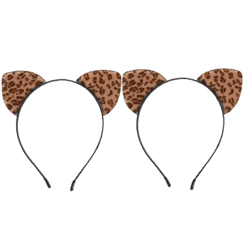 MOTHNUR 2 Stück Leoparden Katzenohren Haarreif aus Hochwertigem Material Bequem und Langlebig Kreatives Party haarband für Erwachsene für Karneval Fasching Halloween und Cosplay von MOTHNUR