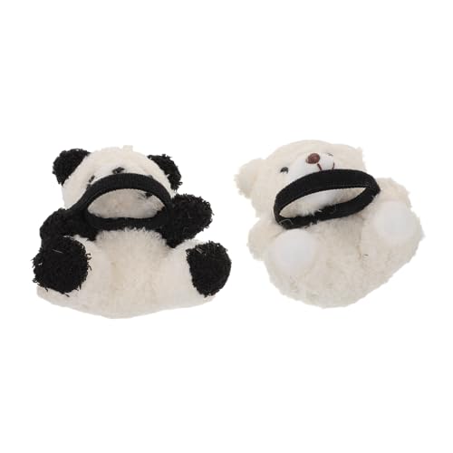 MOTHNUR 2 Stück Panda Plüschauto Dekoration Kuscheltier Kreative Bär Innenraum Figuren Weich Langlebig Für Schalthebel Rückspiegel Zubehör von MOTHNUR