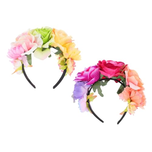 MOTHNUR 2 Stück Teiliges Cosplay Haarband mit Breitem Haarreif Modischer Rosenblüten Design in Pastellfarben Dekoratives Stirnband für Damen und Mädchen für Urlaub Party und Fotografie von MOTHNUR