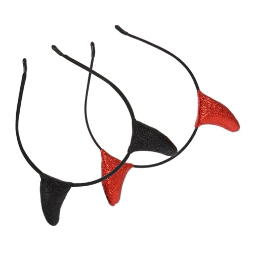 MOTHNUR 2 Stück Teiliges Halloween Teufelshorn Haarreif Leichtes Stirnband Kostüm Kopfschmuck Rotes und Schwarzes Horn für Party Festival Cosplay Unisex von MOTHNUR