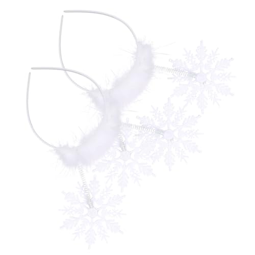 MOTHNUR 2 Stück Weißes Teiliges Weihnachts Haarreif mit Großen Schneeflocken Kreativer Haarschmuck für Party Bühnenauftritt und Festliche Kostüme Einzigartiger und Langlebiger Haarreifen von MOTHNUR