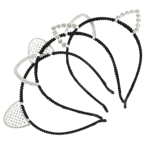 MOTHNUR 3 Stück Teiliges Katzenohren Stirnband aus Legierung mit Strass Modisch und Langlebig Geeignet für Cosplay Halloween Tierkostüm accessoire für Damen und Mädchen von MOTHNUR