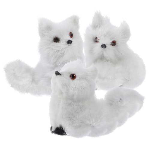 MOTHNUR 3 Stück Teiliges Kleine Plüsch Fuchsfiguren Realistische Miniatur Fuchsdekoration aus Künstlichem Fell Lebensechte Kleine Fuchsstatuen in Weiß als Niedliche Wohnaccessoires und MOTHNUR 3 Stück Teiliges Kleine Plüsch Fuchsfiguren Realistische Miniatur Fuchsdekoration aus Künstlichem Fell Lebensechte Kleine Fuchsstatuen in Weiß als Niedliche Wohnaccessoires und von MOTHNUR