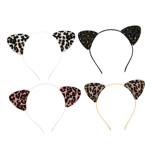 MOTHNUR 4 Stück Teiliges Leopardenmuster Katzenohren Haarreif Pailletten Stirnbänder in Schwarz Silber Gold für Party Cosplay Festival und Kostüm Accessoire MOTHNUR 4 Stück Teiliges Leopardenmuster Katzenohren Haarreif Pailletten Stirnbänder in Schwarz Silber Gold für Party Cosplay Festival und Kostüm Accessoire von MOTHNUR