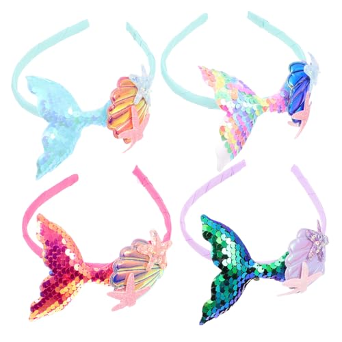 MOTHNUR 4 Stück Teiliges Pailletten Meerjungfrau Haarreif Haarbänder Kostüm Cosplay Haarschmuck für Mädchengesichter Party Zubehör in Rosa Grün und Blau MOTHNUR 4 Stück Teiliges Pailletten Meerjungfrau Haarreif Haarbänder Kostüm Cosplay Haarschmuck für Mädchengesichter Party Zubehör in Rosa Grün und Blau von MOTHNUR