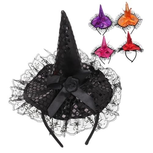 MOTHNUR 5 Stück Teiliges Halloween Pailletten Hexen Haarreif für Erwachsene und Kreative Cosplay Kopfbedeckung in Rot Orange Schwarz Komfortabel und Auffällig für Party und Kostüm von MOTHNUR