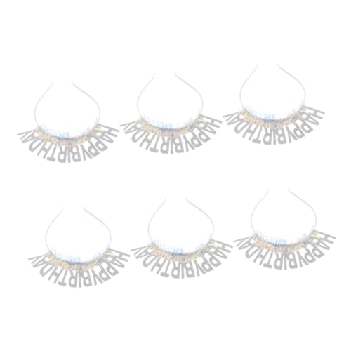 MOTHNUR 6 Stück Happy Birthday Haarbänder mit Glitzer und Tinsel für Mädchen und Festliche Haaraccessoires für Geburtstagsfeiern für Unvergessliche Feiern Weiß von MOTHNUR