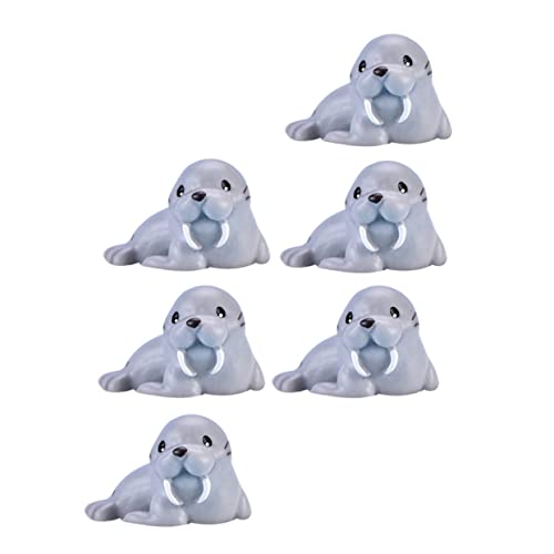 MOTHNUR 6 Stück Teiliges Resin Walross Figuren für Kunstvolle Tiermodelle für Gartendekoration Realistische Ozeanwelt Ornamente von MOTHNUR
