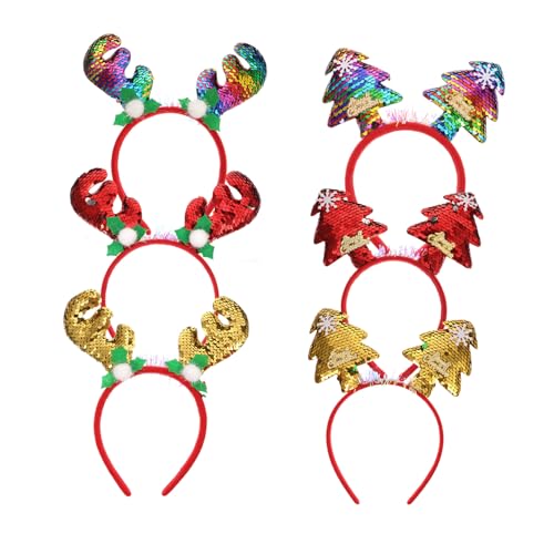MOTHNUR 6 Stück Teiliges Weihnachts Haarbänder mit Rentiergeweih Leichter Haarschmuck für Party Karneval und Festliche Kostüme Modisches Accessoire für Damen und Mädchen von MOTHNUR