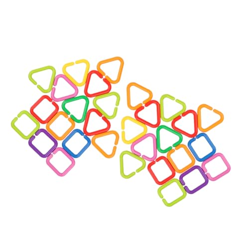 MOTHNUR 70 Stück Bunte Set Geometrische Greifringe Spielringe Lernspielzeug Motorikfördernd Für Kinderwagen Reise Zubehör Bpa frei von MOTHNUR