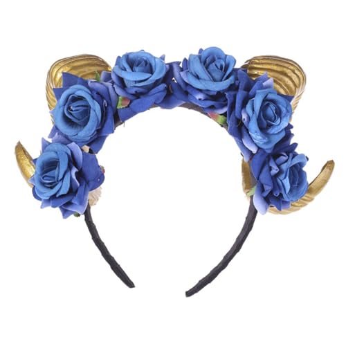 MOTHNUR Blaues Halloween Horn Stirnband mit Samtiger Gothic Haarreif für Damen Vielseitiger Kopfschmuck für Party Festival Cosplay und Fotoshootings MOTHNUR Blaues Halloween Horn Stirnband mit Samtiger Gothic Haarreif für Damen Vielseitiger Kopfschmuck für Party Festival Cosplay und Fotoshootings von MOTHNUR