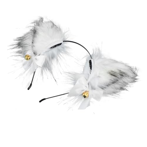 MOTHNUR Cosplay Fuchs Ohren Haarband Weiß Flauschiges Stirnband Damen Kostüm Party Halloween Fotografie Zubehör von MOTHNUR