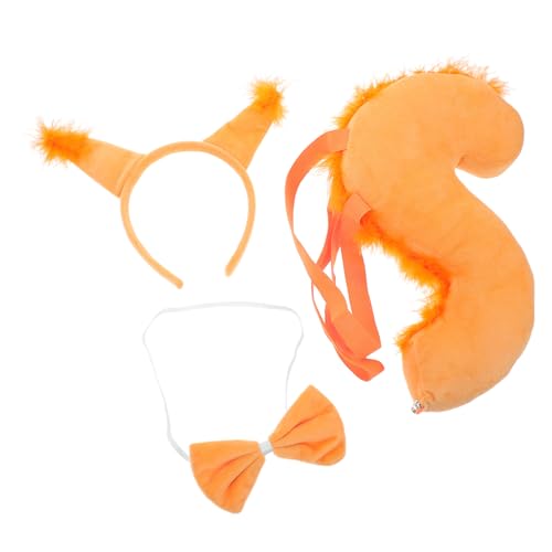 MOTHNUR Eichhörnchen-stirnband-set Halloween Ohren Cosplay Stirnband Tier Squirell Earscsnd Tail Für Mädchen Niedliches Gelb Stoff von MOTHNUR
