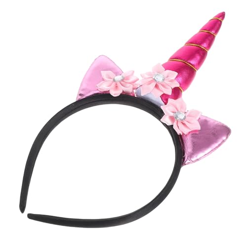MOTHNUR Einhorn Haarreif mit Hörnern Blumen und Tierohren Handgefertigtes Niedliches Stirnband für Mädchen für Geburtstag Kostümfest Karneval und Fotospaß von MOTHNUR