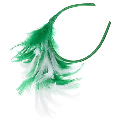 MOTHNUR Federstirnband Kopfschmuck Damen Farbverlauf Weiß Grün Elegant Festival Haarschmuck für Party Hochzeit Tanzball Cosplay von MOTHNUR