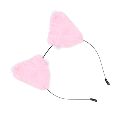 MOTHNUR Fluffy Rosa Haarreif mit Niedlichen Tierohren Elastisches Metall Stirnband für Damen Dekorativer Kopfschmuck für Karneval Kostüm und Partyaccessoire Leicht und Formbeständig von MOTHNUR