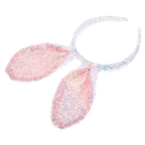 MOTHNUR Glitzerndes Hasenohren Stirnband für Frauen und Cosplay Haarreif als Party Accessoire Weißes Bunny Headband für Kostüme Fotorequisit und Festlichkeiten von MOTHNUR