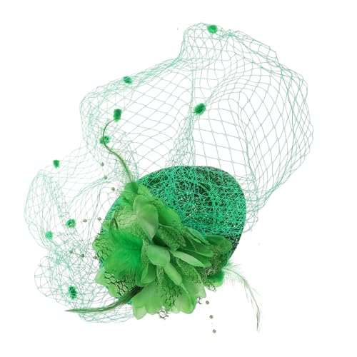 MOTHNUR Grüner Vintage Mini Hut Haarklammer mit Schleier St Patricks Day Haarschmuck für Damen Mädchen Festliche Retro Kostüm Accessoire Bequem und Modisch von MOTHNUR