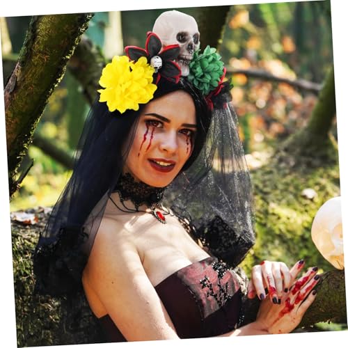 MOTHNUR Halloween Haarreif mit Stoffrose und Skelettkopf Leichtes Cosplay Kopfband für Damen für Halloween Karneval und Kostümpartys MOTHNUR Halloween Haarreif mit Stoffrose und Skelettkopf Leichtes Cosplay Kopfband für Damen für Halloween Karneval und Kostümpartys von MOTHNUR