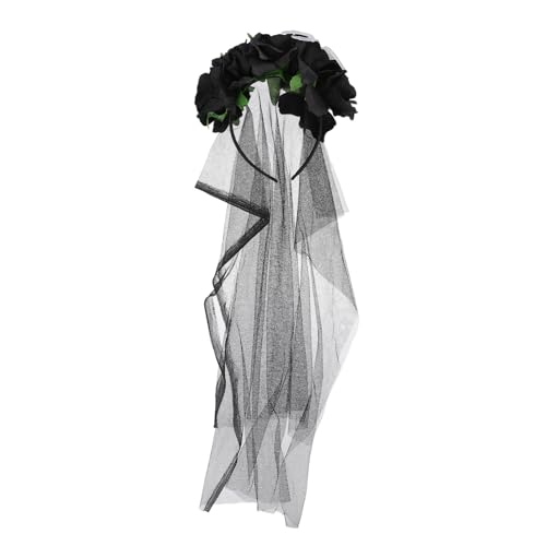 MOTHNUR Halloween Haarschmuck mit Schwarzem Spinnen Design Langer Spitzen Haarschleier Vintage Inspirierter Hautfreundlicher Haarreif für Damen und Mädchen für Halloween Kostüm und Party von MOTHNUR