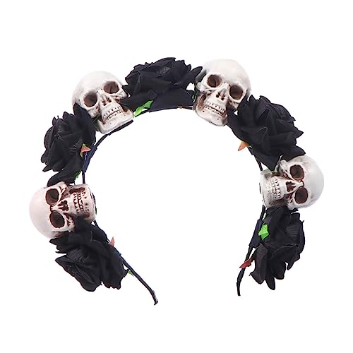 MOTHNUR Halloween Skull Haarreif mit Schwarzen Rosen Teiliges Totenkopf Kopfschmuck Leichtes Party Haarband für Karneval Maskerade und Cosplay Modisches Accessoire für Damen von MOTHNUR