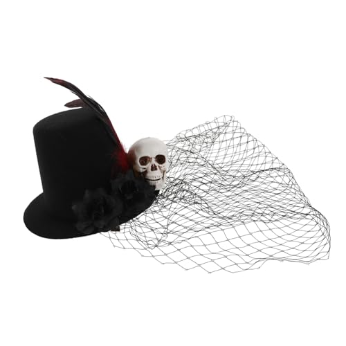 MOTHNUR Kleiner Eleganter Fascinator Hut mit Blumen und Netzschleier Schwarz Haarclip für Mini Teeparty Hüte Exklusive Haaraccessoires für Halloween und Besondere Anlässe von MOTHNUR