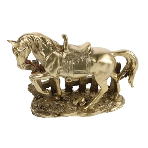 MOTHNUR Kunstharz Pferd Statue Stehende Tierdekor Für Zuhause Wohnzimmer Büroeinrichtung Fengshuitier Pferdefigur Mit Tierkreiszeichen Goldene Pferdestatue Dekorative Pferdefigur von MOTHNUR
