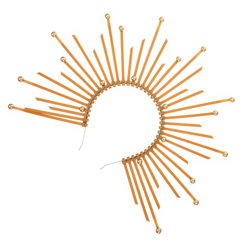 MOTHNUR Mary Haarreif Goldfarbene Krone mit Strahlen Leichter Haarschmuck für Frauen und Mädchen für Halloween Cosplay Braut und Party Accessoire von MOTHNUR