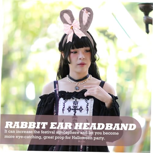 MOTHNUR Plüsch Hasenohren Haarreif mit Schleife Leichtes Bequemes Bunny Ears Headband für Ostern Cosplay und Party Niedliches Haaraccessoire für Damen und Mädchen Design von MOTHNUR