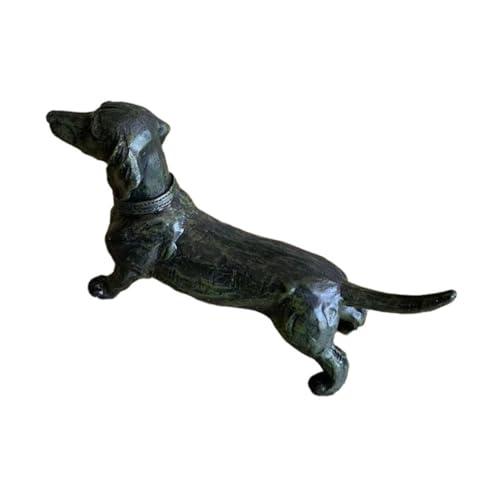 MOTHNUR Realistische Skulptur aus Resin Kreative Schwarze Dachshund Figur Dekoratives Gartenornament für Wohnzimmer Büro Tisch Lebensechte Hundedeko für Hundeliebhaber von MOTHNUR