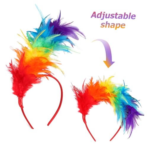 MOTHNUR Regenbogen Stirnband mit Feder Verstellbar Modisches Haaraccessoire für Damen Geeignet für Karneval Party Hochzeit und Alltag Langlebig Rutschfest Farbenfroher Kopfschmuck von MOTHNUR