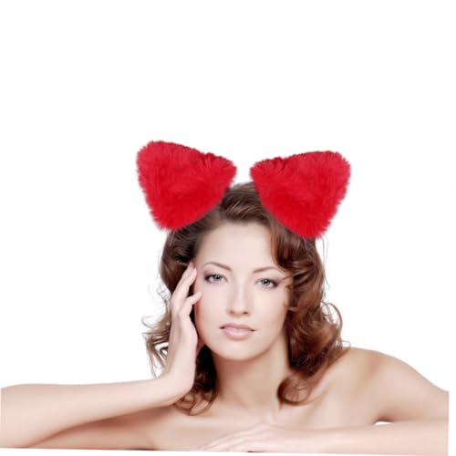 MOTHNUR Rotes Flauschiges Tierohren Haarband Elastischer Leichter Haarreifen mit Fuchsohren Dekoratives Stirnband für Damen Kostüm und Karnevalsparty Attraktives Accessoire für Festliche von MOTHNUR