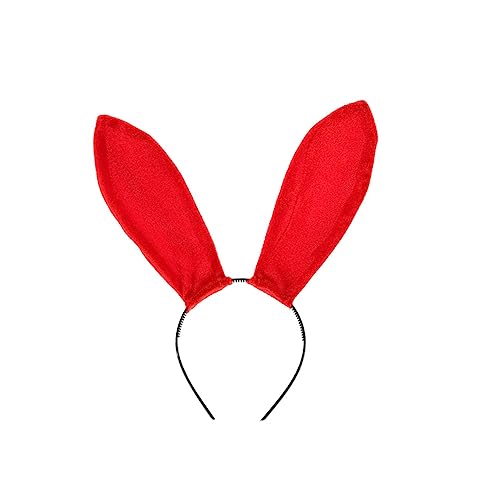 MOTHNUR Rotes Samt Hasenohren Haarband Leichtes Rutschfestes Party Kopfschmuck Cosplay Performance Accessoire für Frauen und Mädchen von MOTHNUR