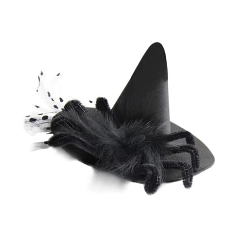 MOTHNUR Schwarzer Spinnen Gazestoff Hexenhut Haarklammer Gothischer Haarschmuck Halloween Kostüm Zubehör Damen und Festlicher Kopfschmuck von MOTHNUR