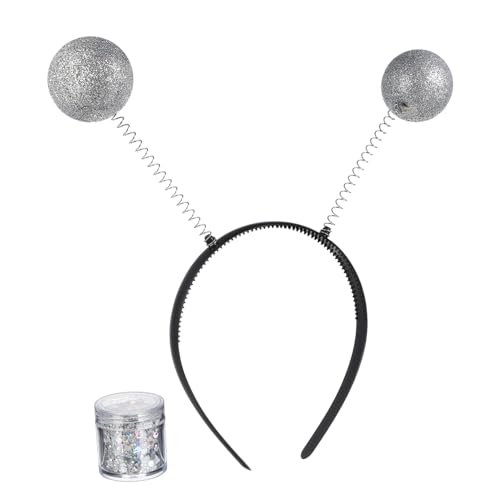 MOTHNUR Silbernes Antennen Stirnband mit Glitzerbällen Robustes Cosplay Haarband für Damen und Mädchen Ausgefallenes Halloween Kostümzubehör Modisches Party Stirnband für Karneval und MOTHNUR Silbernes Antennen Stirnband mit Glitzerbällen Robustes Cosplay Haarband für Damen und Mädchen Ausgefallenes Halloween Kostümzubehör Modisches Party Stirnband für Karneval und von MOTHNUR