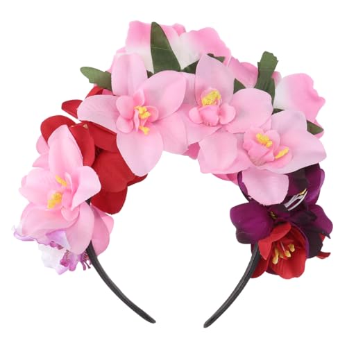 MOTHNUR Simulierte Rosen Haarreif Damen Party Halloween Haarband Rosa Blume Haarschmuck Cosplay Stirnband für Frauen und Mädchen Festliches Blumenstirnband von MOTHNUR
